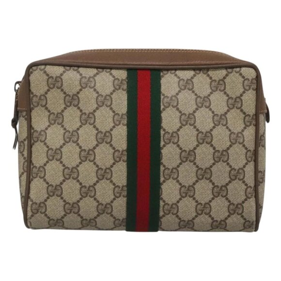GUCCI GG Supreme Web Sherry Line Clutch Bag PVC Beige 89 01 002 Auth BA2470 - Picture 11 of 16